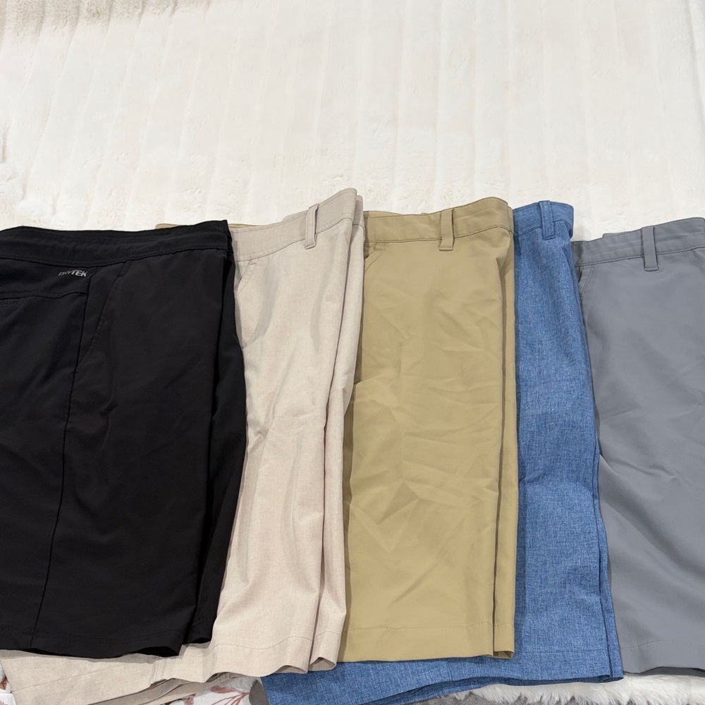 adidas Men's Flat Front Shorts - Black, Beige, Khaki, Blue, Gray